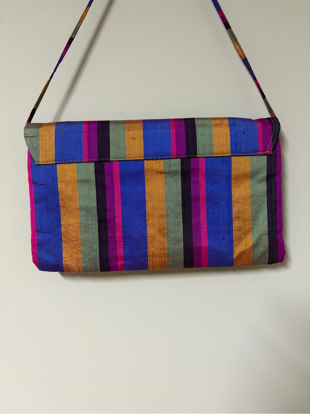 Vintage Y2K Multicolor Woven Envelope Shoulder Bag Clutch Bag Thai Stripes EUC - Picture 4 of 10